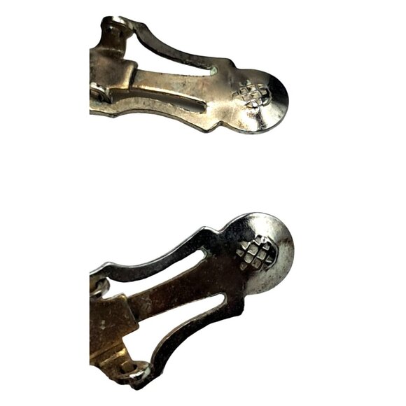 Vintage Purple Rhinestone Earr Gold-Tone Clip-On Earrings With Purple Rhinestone - Picture 8 of 8